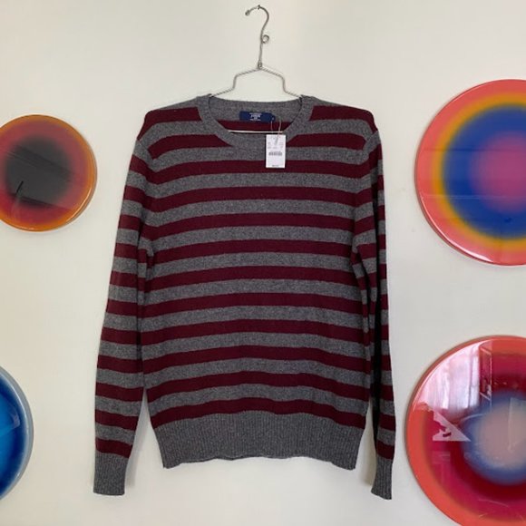 J. Crew Other - J. Crew 100% Lambswool Grey Striped Sweater